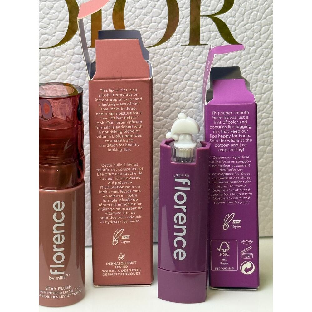 florence by mills BUNDLE - Stay Plush Lip Oil Tint & Tinted Lip Balm Bundle -NEW - Picture 8 of 10